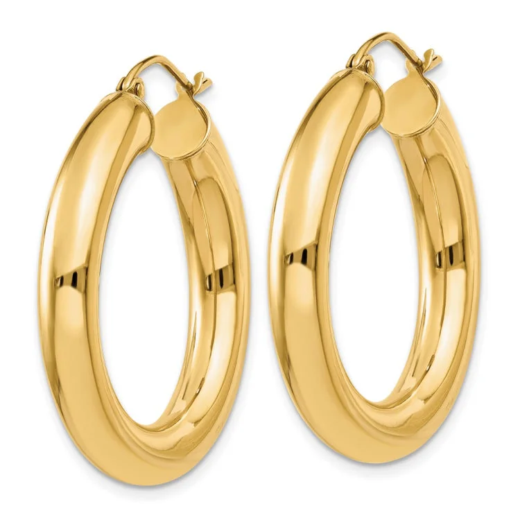 Retro-Inspired Earrings For Vintage Lovers-14k Polished 5mm Tube Hoop Earrings