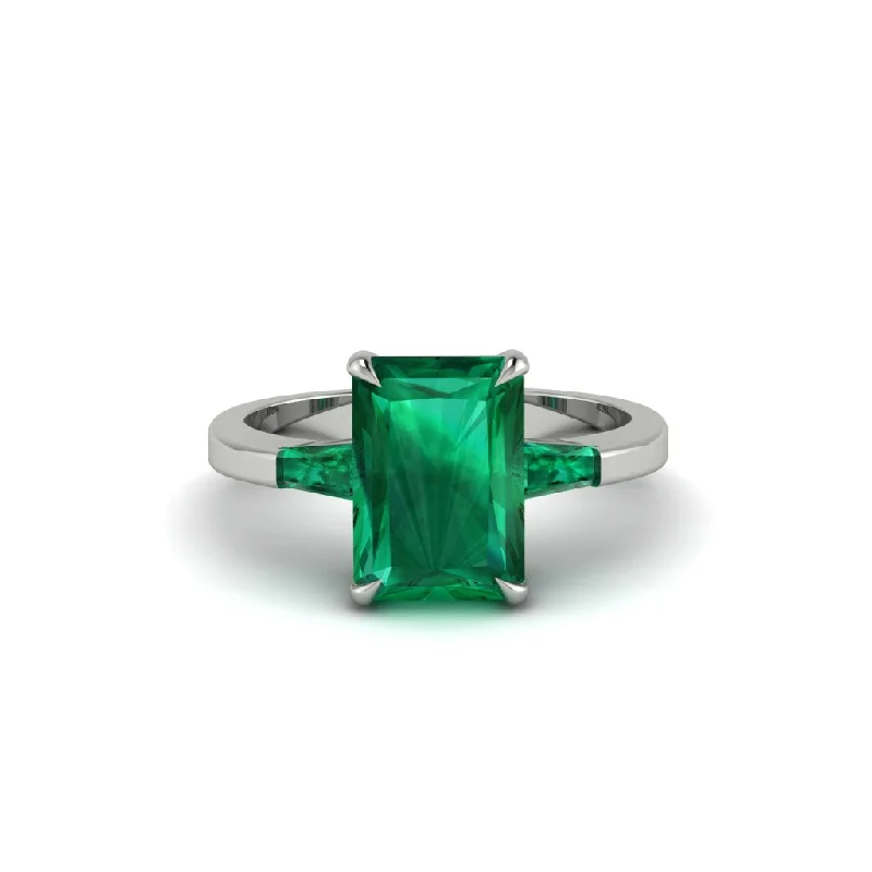 Classic Gold Engagement Rings For Timeless Weddings-Three Stone Radiant Cut Emerald Engagement Ring - Hillary No. 21