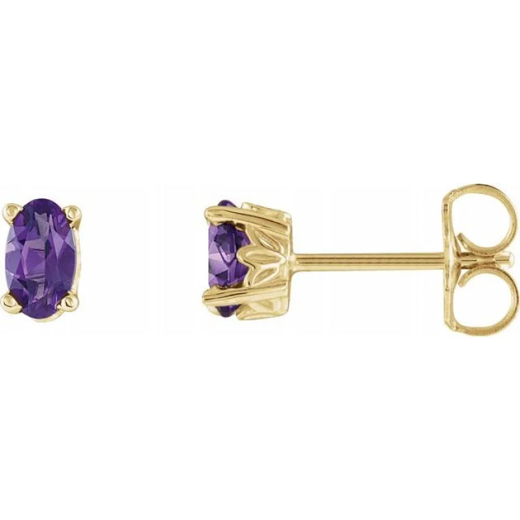 Boho Chic Earrings For Stylish Look-14K Yellow Natural Amethyst Earrings