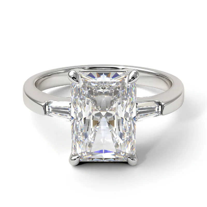 Classic Gold Engagement Rings For Special Moments-Three Stone Radiant Cut Diamond Engagement Ring - Hillary No. 3