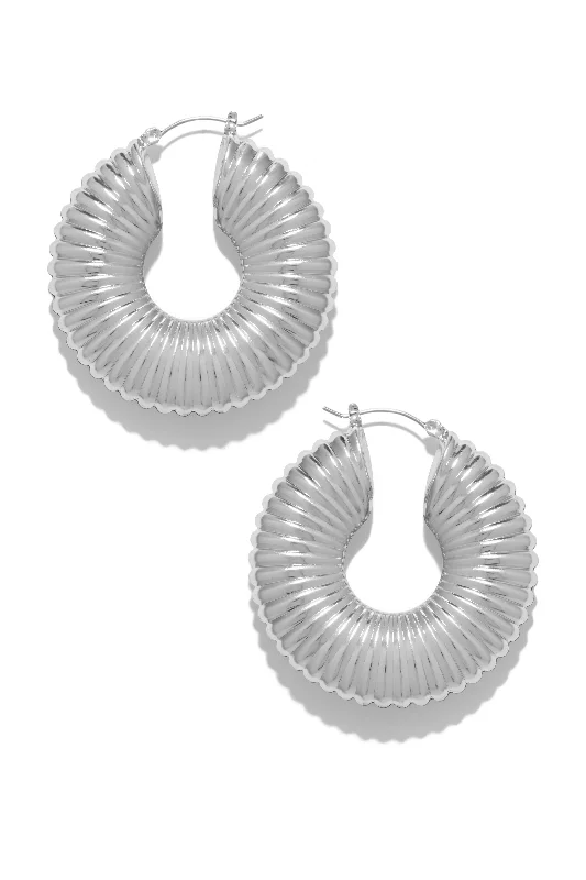 Handmade Gold Earrings For Brides-Samara Statement Hoop Earring - Silver