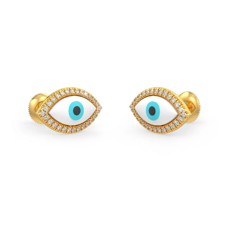 Elegant Gold Earrings For Special Events-Third Eye Diamond Earrings