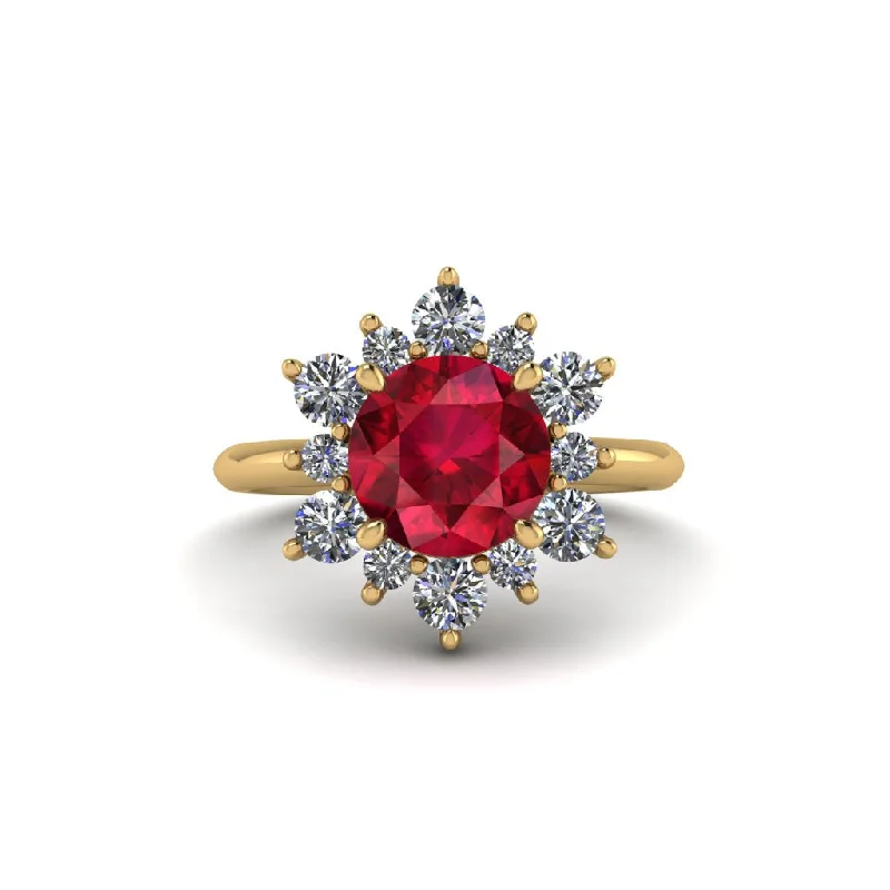 Simple Wedding Bands For Bridesmaids-Vintage Ruby Snowflake Engagement Ring - Priscilla No. 10