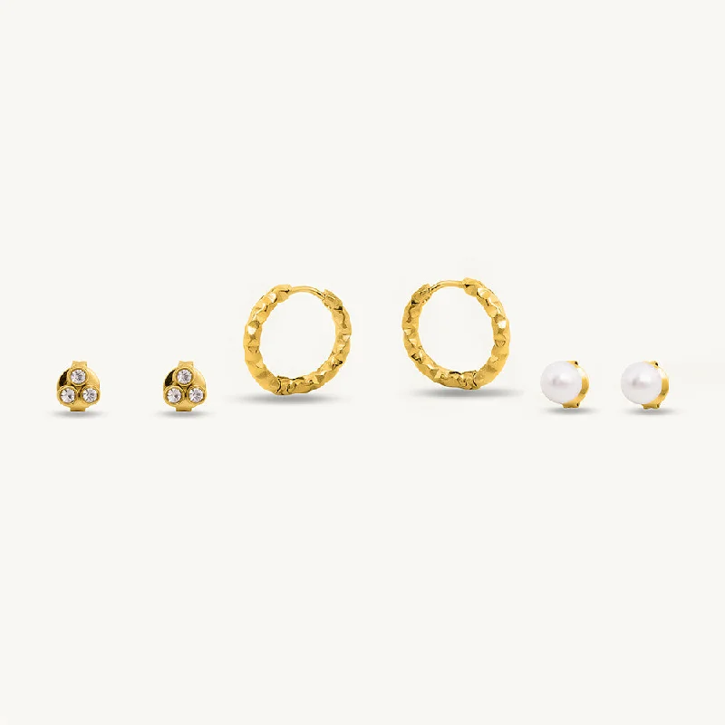 Minimalist Gold Earrings For Daily Wear-Ear Candy Earring Set