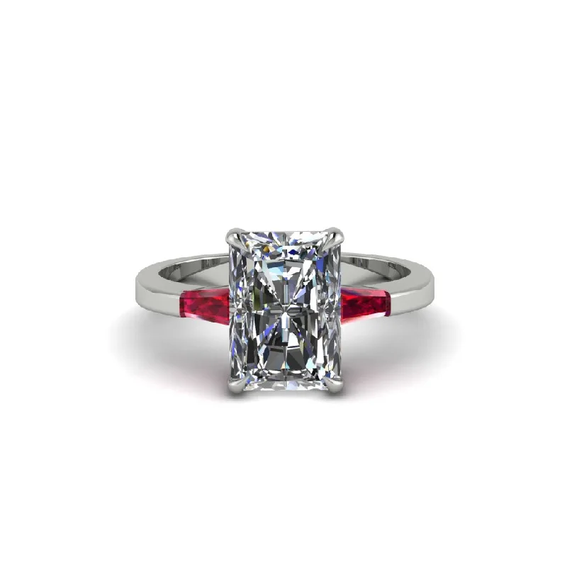 Trendy Gemstone Engagement Rings For Bridesmaids-Three Stone Radiant Cut Diamond Engagement Ring - Hillary No. 48