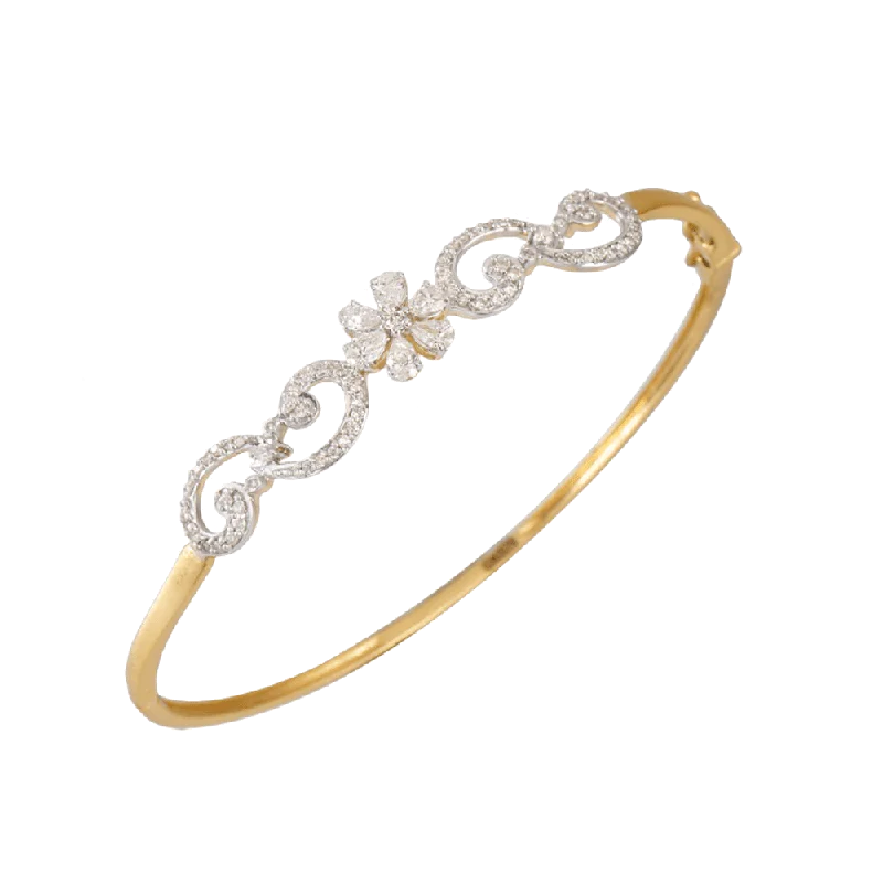 Classic Custom Wedding Bangles For Bridesmaids Fashion-18KT (750) Yellow Gold And Diamond Bangle For Women