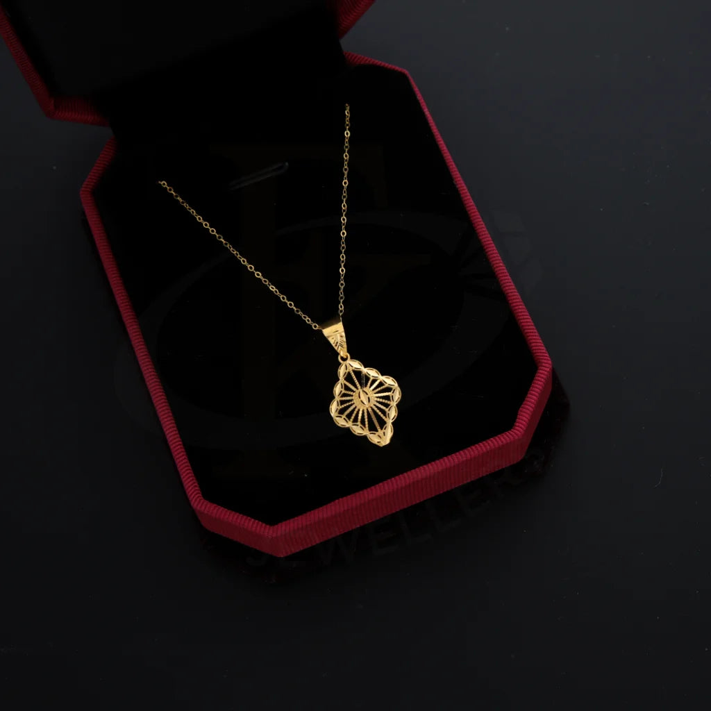 Personalized Gold Pendant Necklace For Day Wear-Gold Necklace (Chain With Marquise Shaped Pendant) 21KT - FKJNKL21KM8667