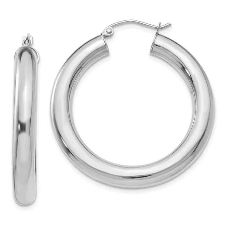 Colorful Crystal Earrings For Summer Vibes-14k White Gold Polished 5mm Tube Hoop Earrings