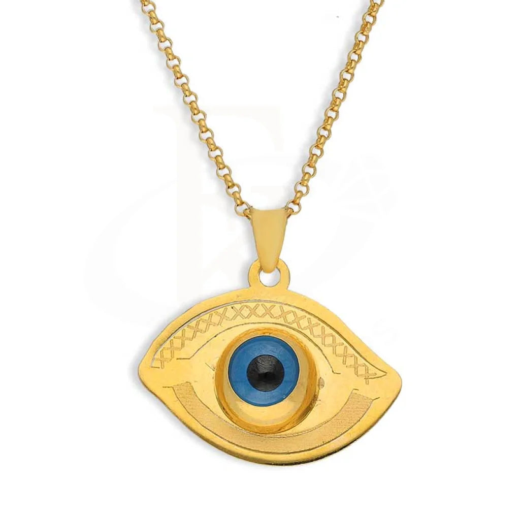 Personalized Crystal Pendant Necklace For Weddings-Gold Necklace (Chain with Evil Eye Pendant) 21KT - FKJNKL21K2439