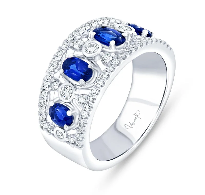 Custom Diamond Rings For Fashion-Forward Brides-Uneek Precious Collection Vintage Oval Shaped Blue Sapphire Fashion Ring