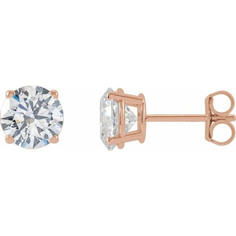 Colorful Gold Earrings For Fashion-14K Rose 2 CTW Lab-Grown Diamond Stud Earrings