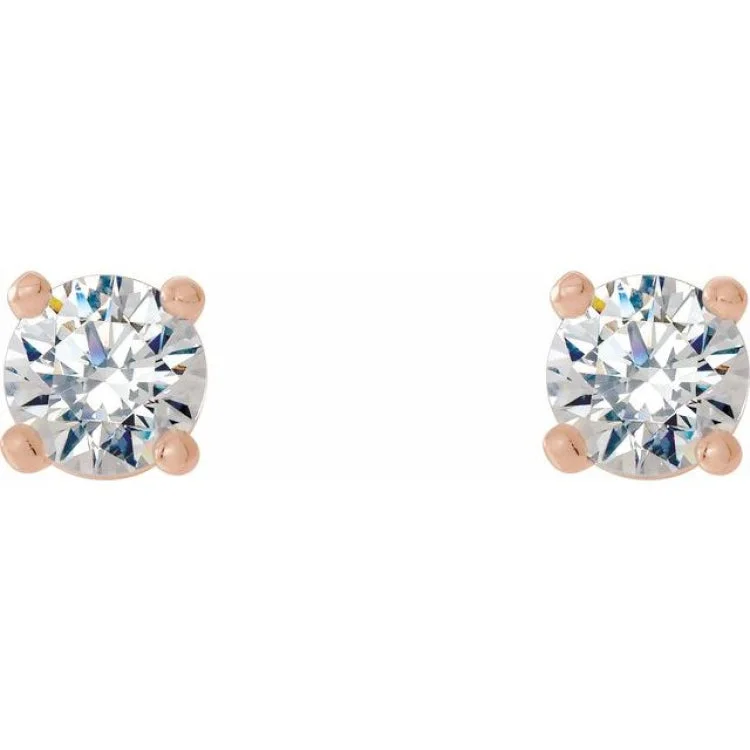 Personalized Crystal Earrings For Weddings-14K Rose 1/3 CTW Lab-Grown Diamond 4-Prong Stud Earrings