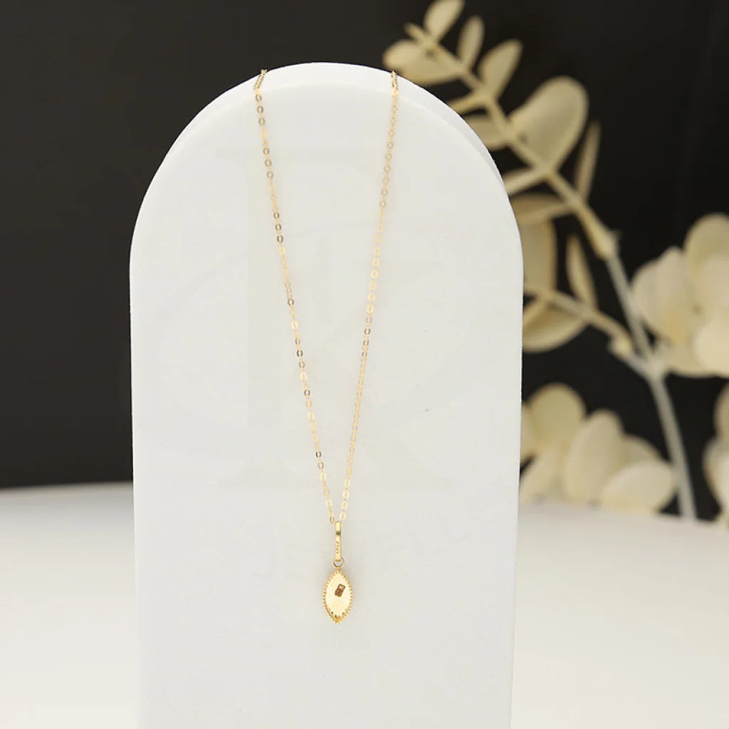 Handcrafted Gemstone Necklace For Casual Style-Gold Necklace (Chain With Marquise Shaped Pendant) 18KT - FKJNKL18K5241