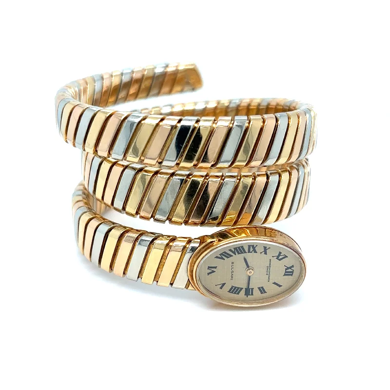 Women’s Watches With Stainless Steel Cases-Bulgari Tubogas Tricolor Gold Lady's Watch by Vacheron Constantin