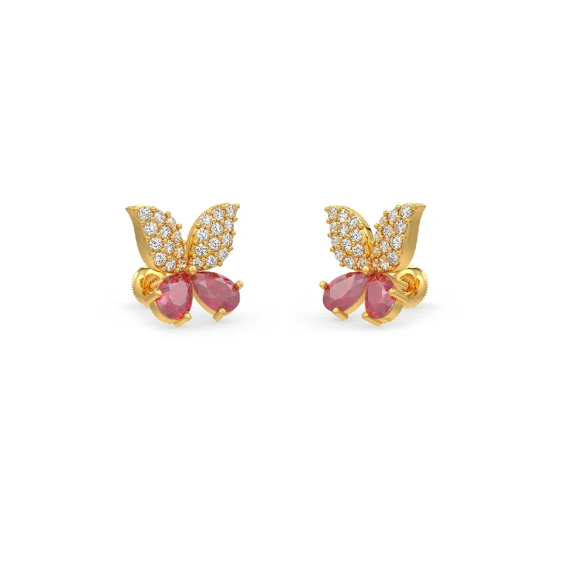 Colorful Hoop Earrings For Party Time-Butterfly Diamond Earrings