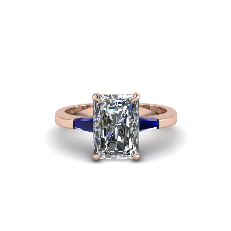 Personalized Wedding Rings With Custom Stones-Three Stone Radiant Cut Diamond Engagement Ring - Hillary No. 62