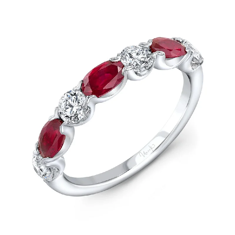 Trendy Custom Rings For Special Occasions-Uneek Precious Collection 1-Row Oval Shaped Ruby Fashion Ring