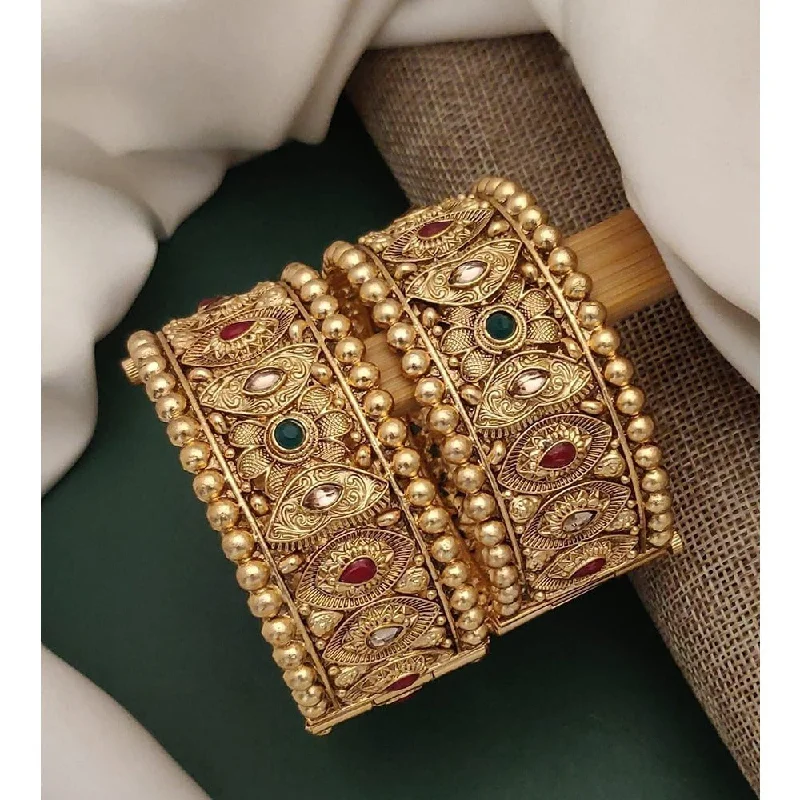 Trendy Custom Wedding Bangles For Engagement Jewelry-Akruti Collection Gold Plated Pota Stone Openable Kada