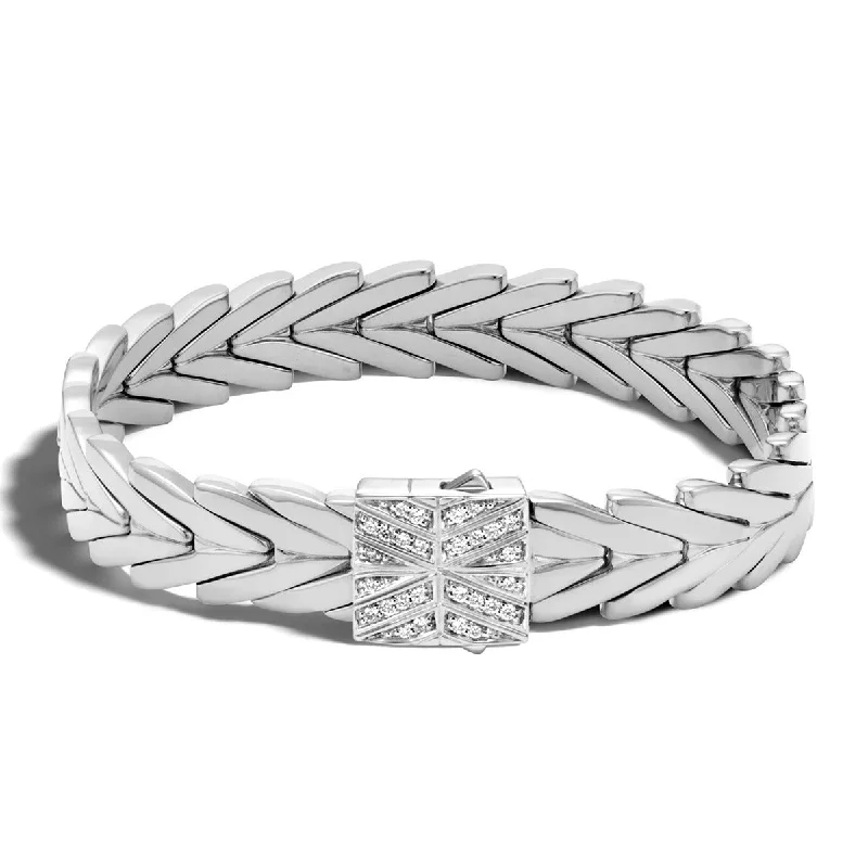 Adjustable Bracelet Sets For Men-Modern Chain Silver Diamond Medium Bracelet