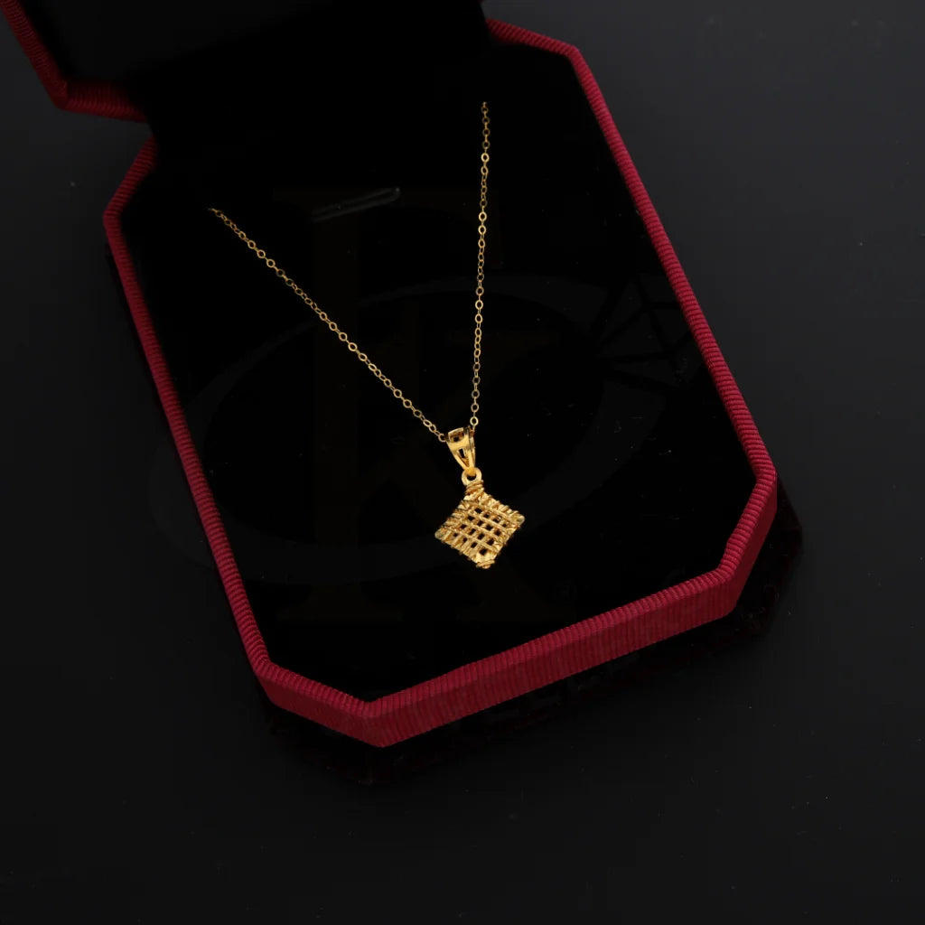 Classic Heart Pendant Necklace For Bridal Look-Gold Necklace (Chain with Kuber Box Pendant) 21KT - FKJNKL21KM8677