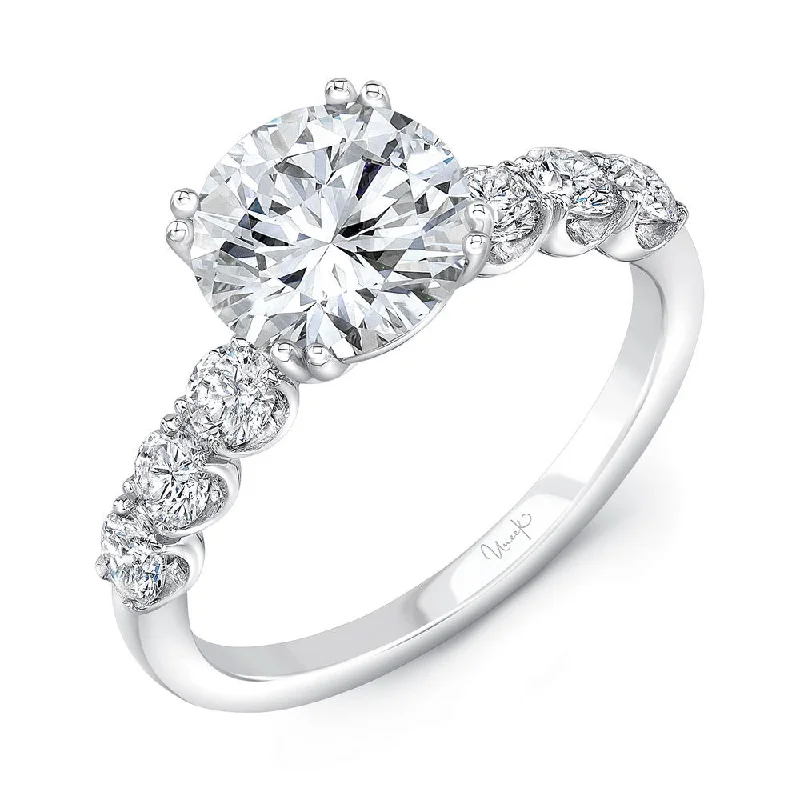 Luxury Wedding Rings With Custom Engravings-Uneek Timeless Collection Straight Cushion Cut Engagement Ring