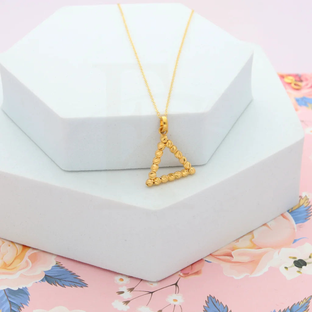 Custom Heart Necklace For Romantic Style-Gold Necklace (Chain with Triangle Pendant) 21KT - FKJNKL21KM8204