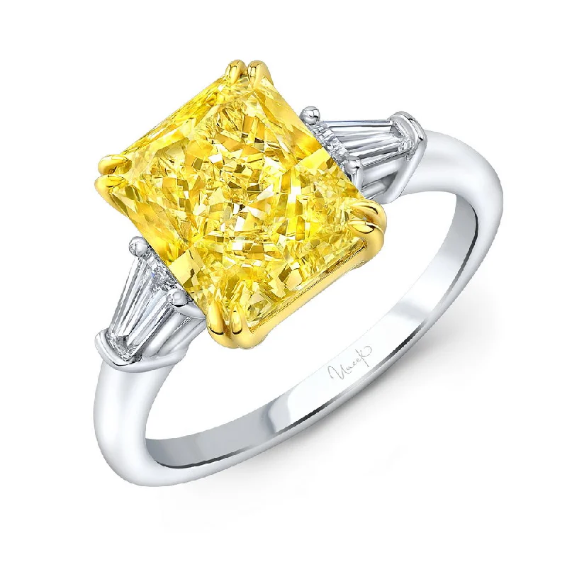 Classic Wedding Bands For Timeless Beauty-Uneek Natureal Collection Three-Stone Radiant Yellow Diamond Engagement Ring