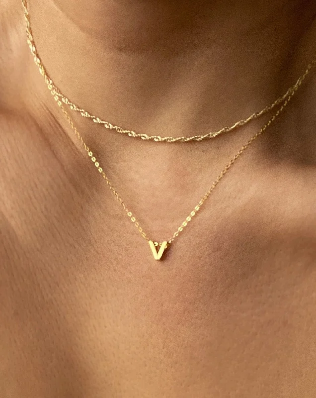 Custom Heart Pendant Necklace For Weddings-V - Alphabet Necklace