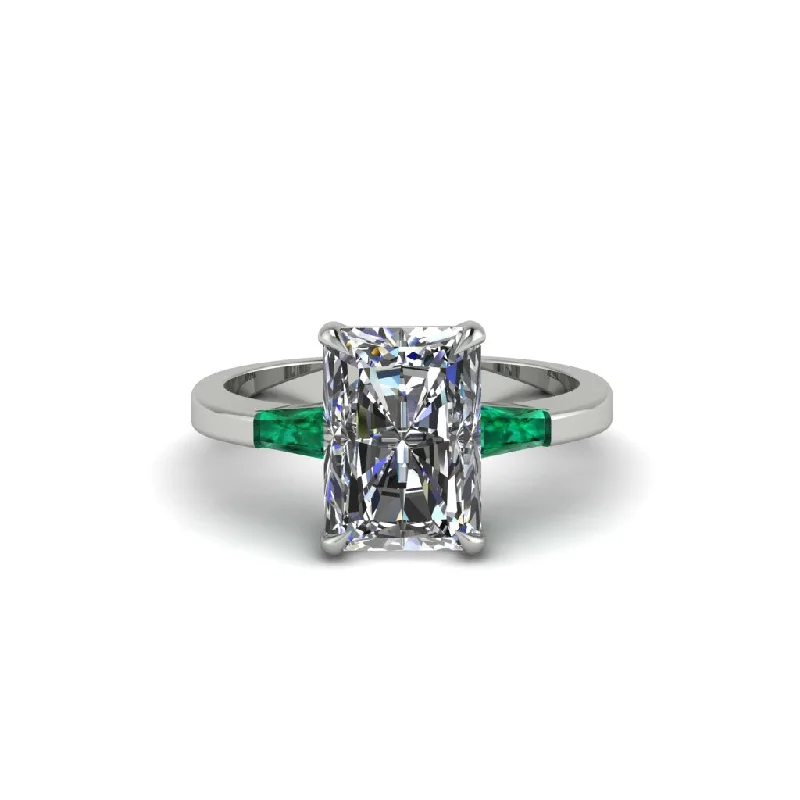 Elegant Gemstone Engagement Rings For Bridesmaids-Three Stone Radiant Cut Diamond Engagement Ring - Hillary No. 18