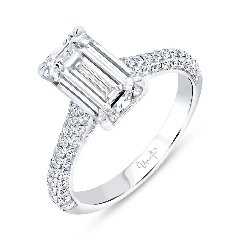 Personalized Rose Gold Rings For Wedding Day-Uneek Signature Collection Straight Emerald Cut Diamond Engagement Ring