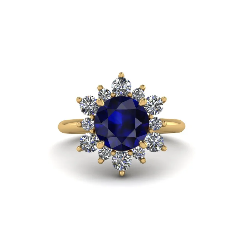 Simple Custom Engagement Rings For Couples-Vintage Sapphire Snowflake Engagement Ring - Priscilla No. 13