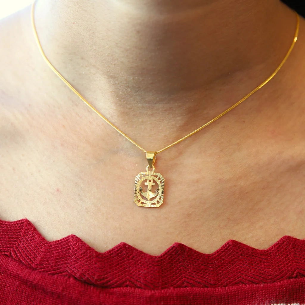 Simple Bar Pendant Necklace For Casual Look-Gold Necklace (Chain With Anchor In Pendant) 21KT - FKJNKL21KM8558