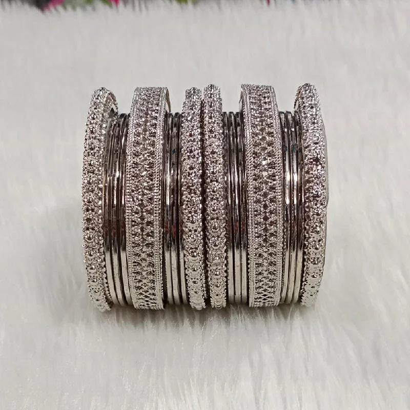 Simple Custom Wedding Bangles For Timeless Fashion-Pooja Bangles Silver Plated Bangles Set