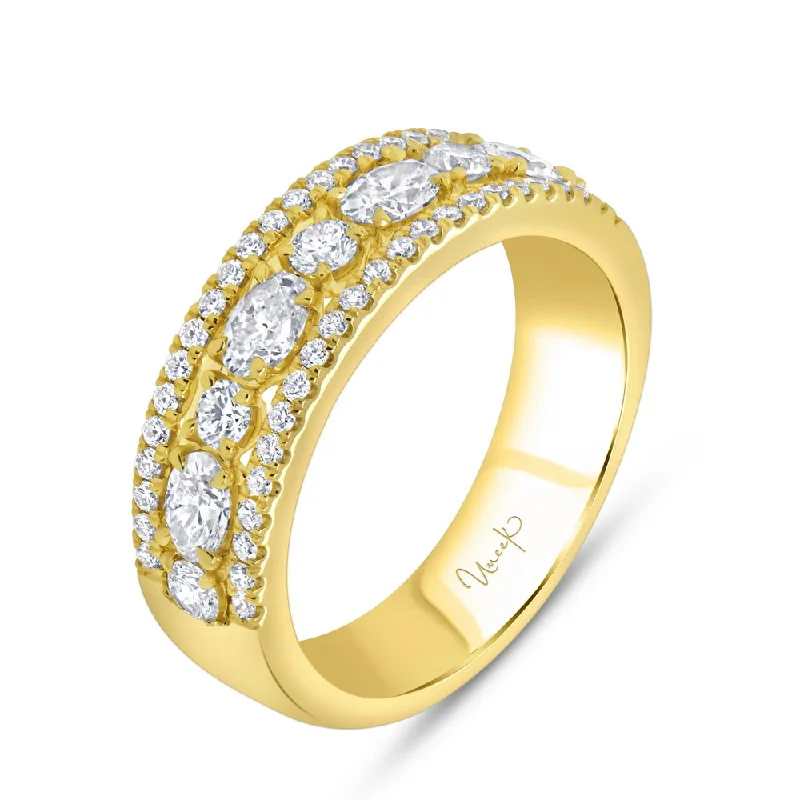 Elegant Gold Wedding Bands For Bridesmaids-Uneek Signature Collection 3-Row Anniversary Ring