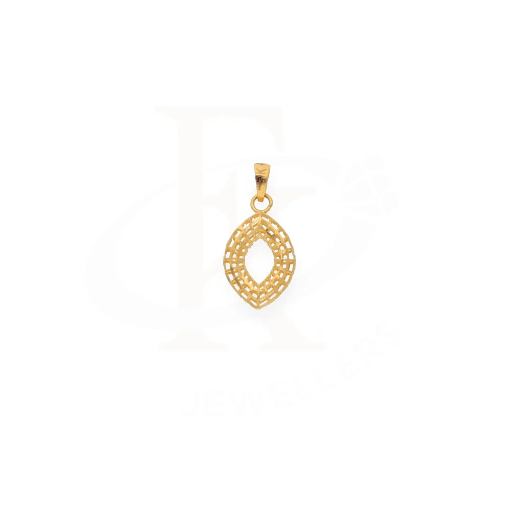 Trendy Crystal Necklace For Evening Wear-Gold Crown Adoned Shaped Hollow Pendant 21KT - FKJPND21KM7951