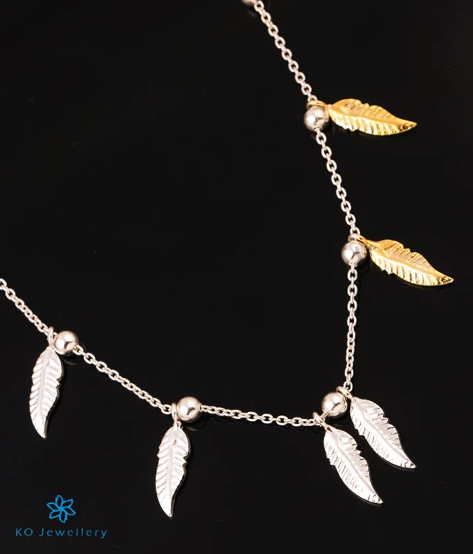 Elegant Gold Necklace For Special Occasions-The Flock of Feathers Silver Necklace (2 tone)