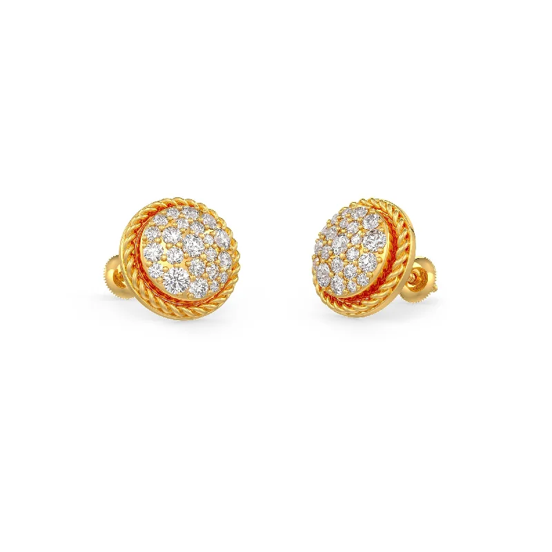 Luxury Drop Earrings With Gemstones-Gold Halo Diamond Earrings