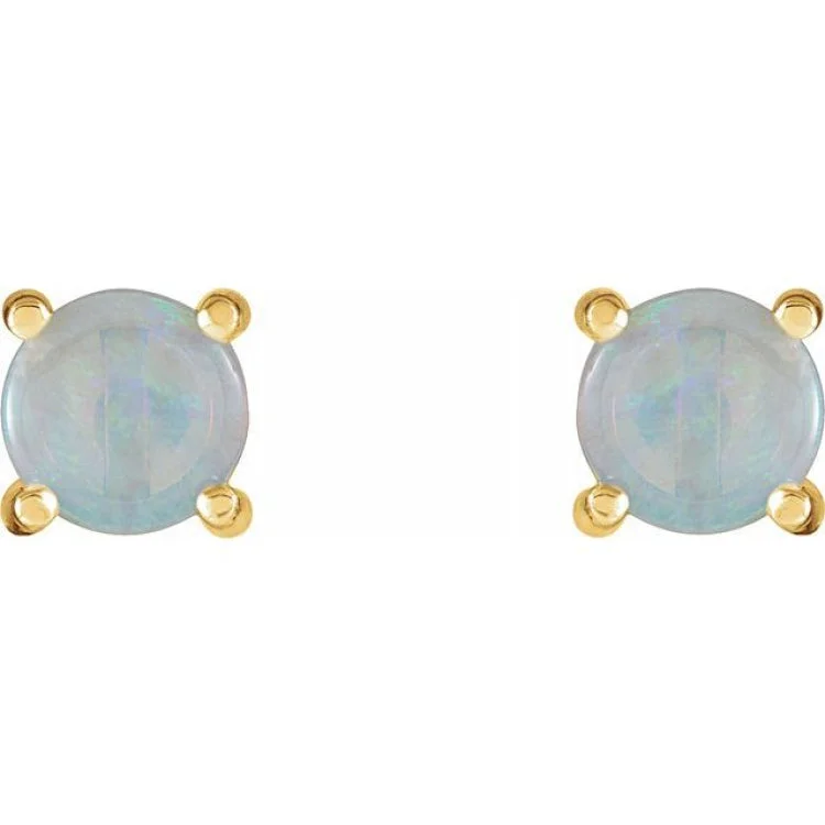 Vintage-Inspired Earrings With Pearls-14K Yellow 6 mm Natural White Opal Earrings