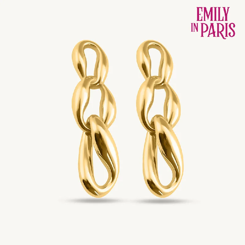 Simple Drop Earrings For Elegant Style-Linked Gold Chain Drop Earrings