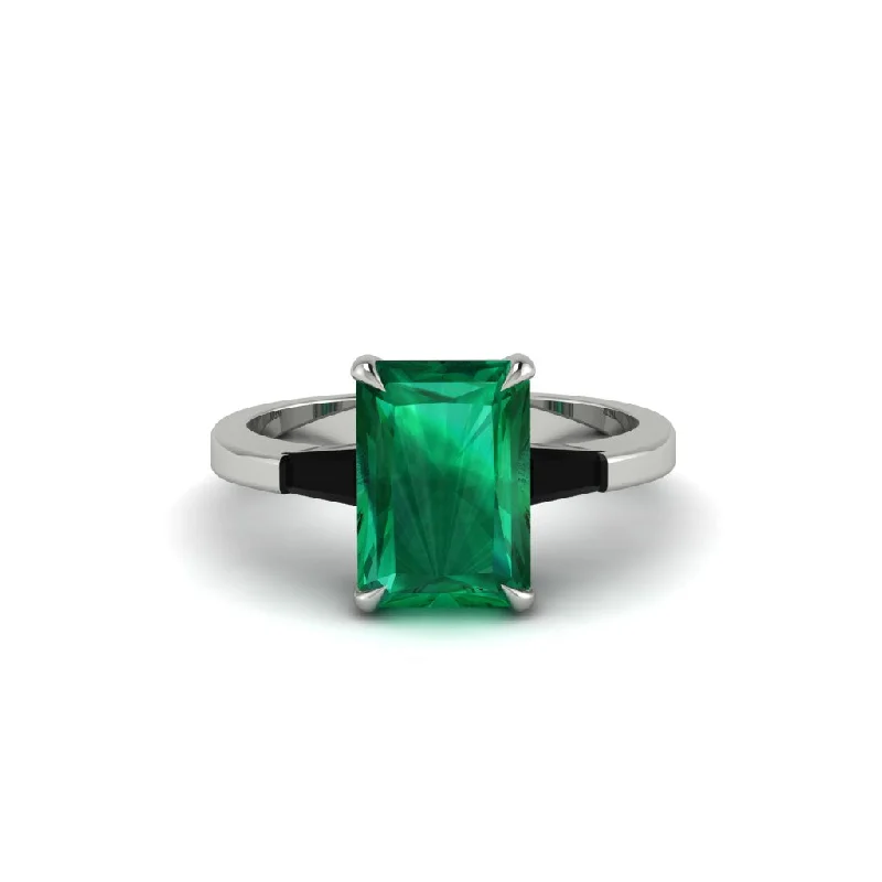 Elegant Custom Engagement Rings For Special Gifts-Three Stone Radiant Cut Emerald Engagement Ring - Hillary No. 36