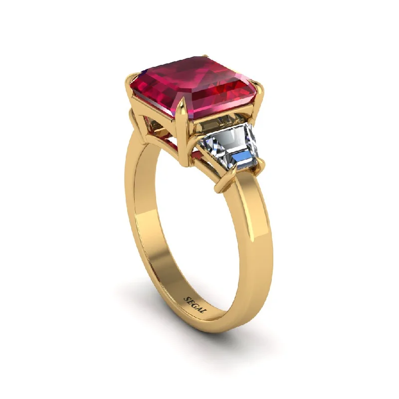 Sparkling Custom Rings For Special Occasions-Three Stone Ruby Engagement Ring - Bethany No. 10