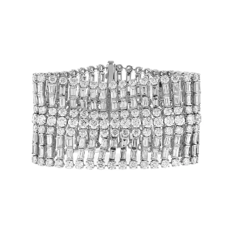 Trendy Beaded Bracelets For Men-Platinum Diamond Wide Flexible Bracelet