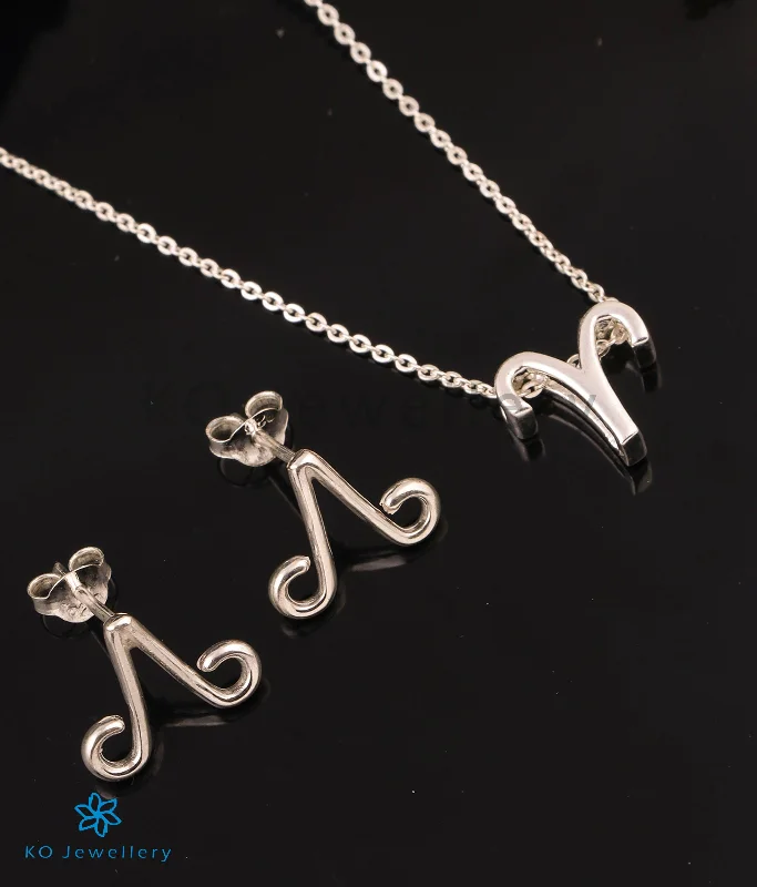 Custom Crystal Pendant Necklace For Weddings-The Aries Zodiac Silver Necklace Set