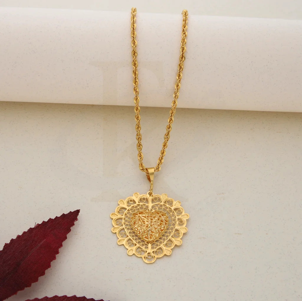 Personalized Chain Necklace For Special Gifts-Gold Necklace (Chain With Gold Heart Shaped Pendant) 21KT - FKJNKL21K7572