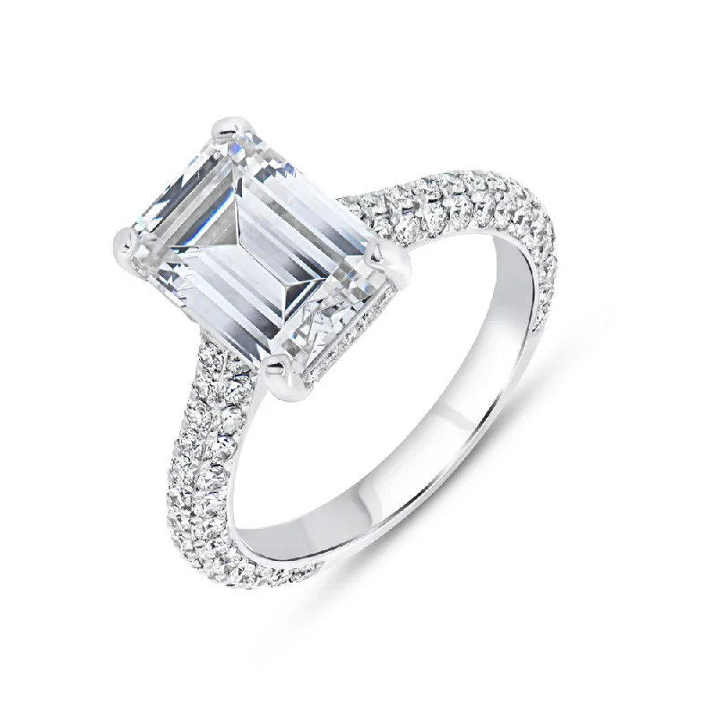 Custom Diamond Rings For Wedding Day-Uneek Signature Collection 3-Sided Emerald Cut Diamond Engagement Ring