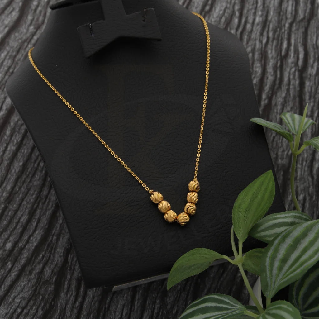 Simple Pendant Necklace For Minimalist Style-Gold Beads Necklace 21KT - FKJNKL21K7743