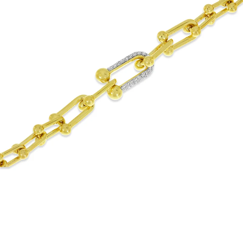 Adjustable Bracelets With Inspirational Words-14k Yellow Gold Diamond Link Chain Bracelet TB2651