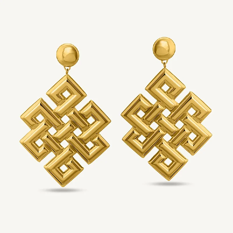 Chunky Earrings For Bold Look-Endless Knot Drop Earrings