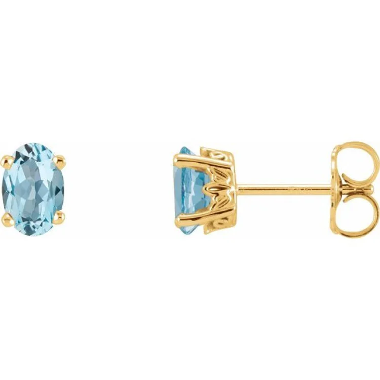 Handcrafted Gold Earrings For Special Gifts-14K Yellow Natural Sky Blue Topaz Earrings