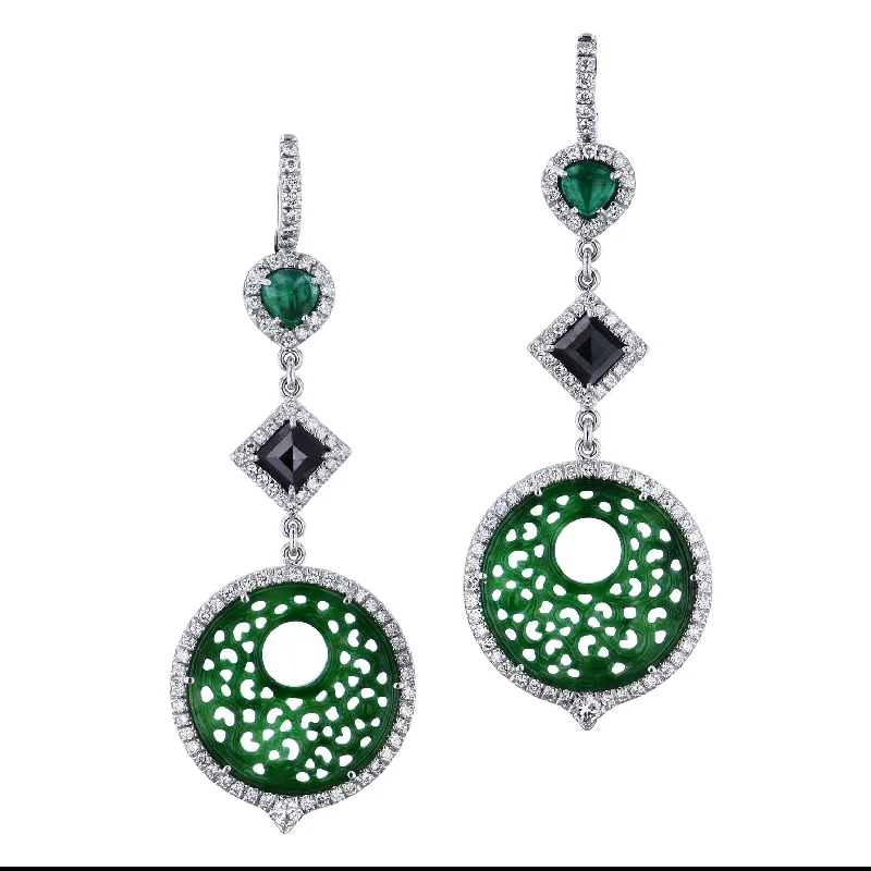 Personalized Earrings For Personalized Style-Jadeite And Emerald Modern Dangle Earrings